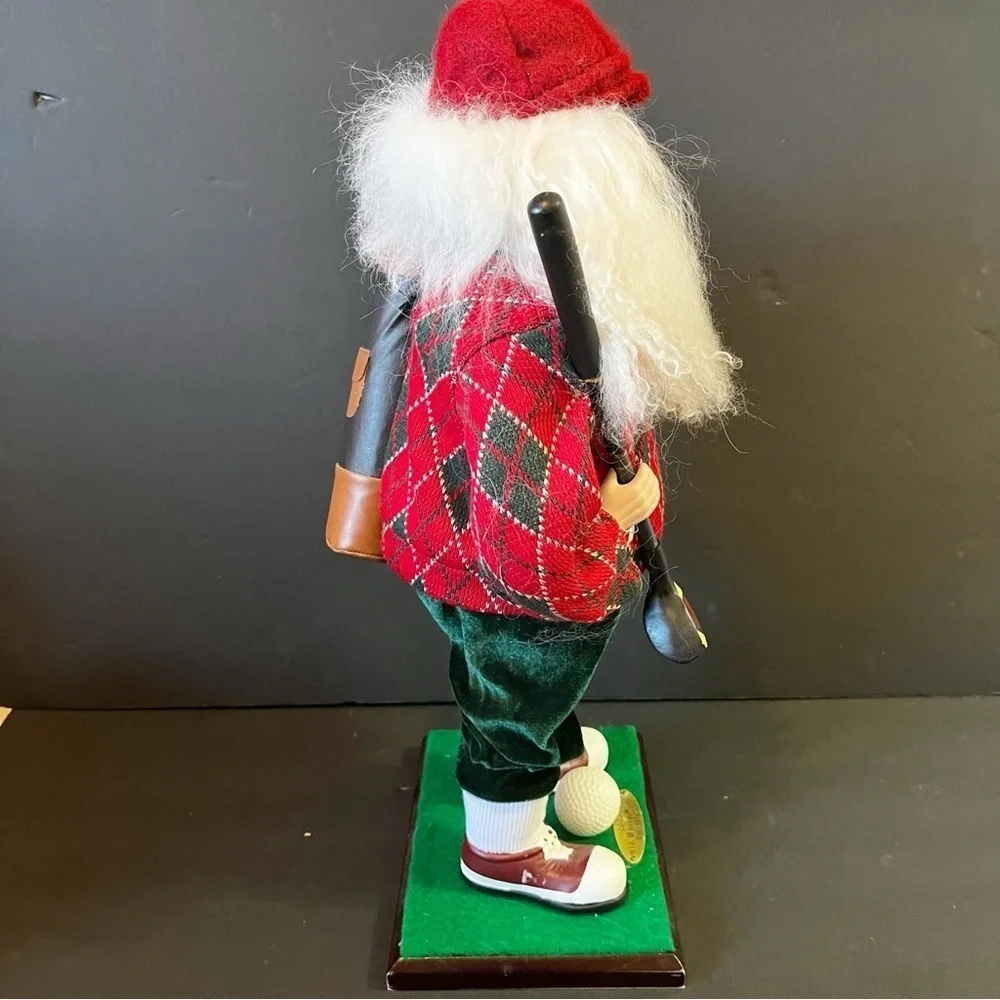 Dept 56 Traditional Old World Golfing Santa Christmas Plaid Sweater 2004 Large
